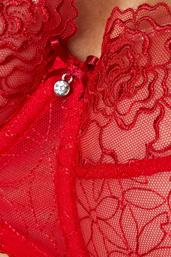 Pamela embroidered soft bra carmine