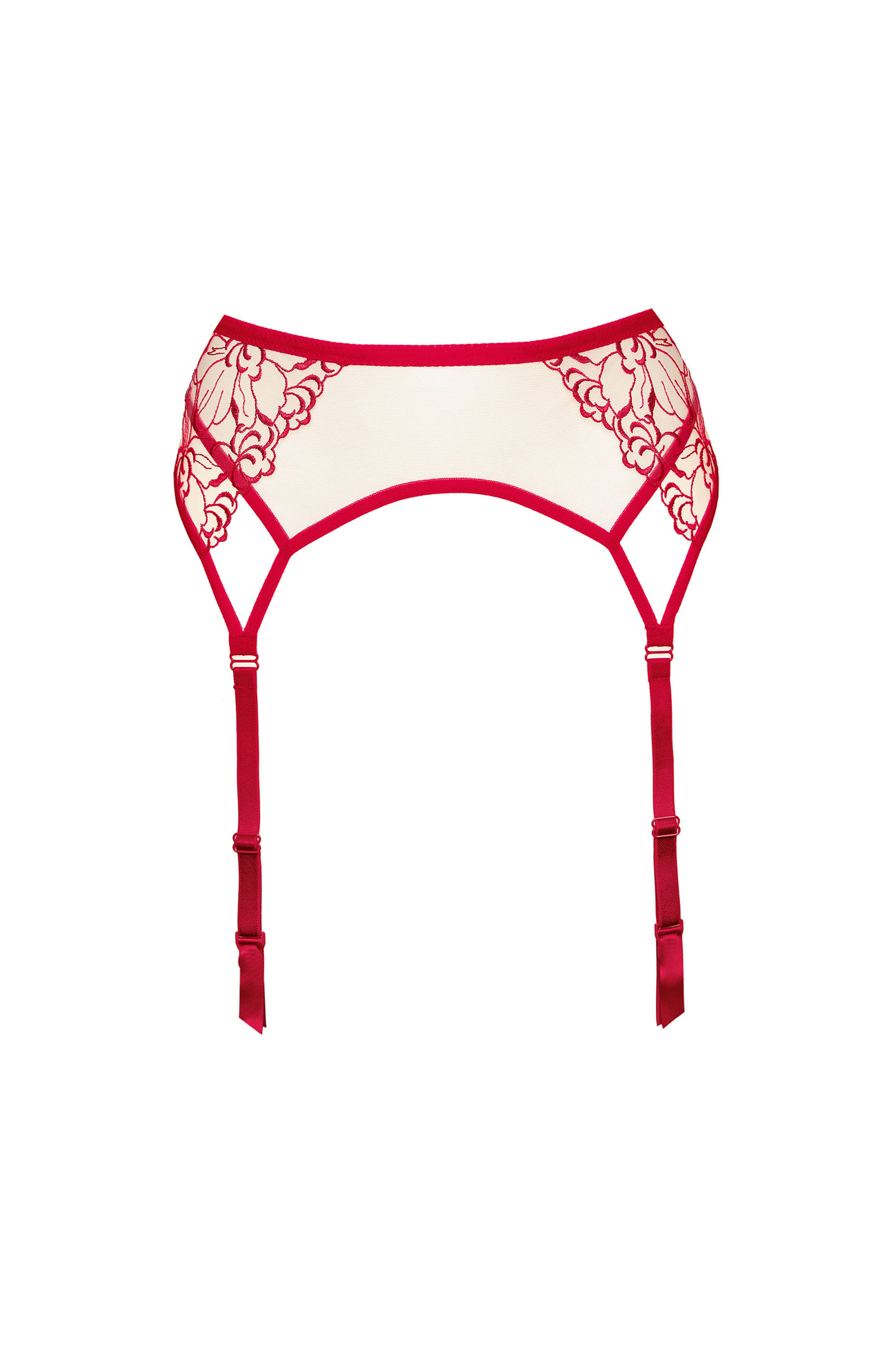 Mistress embroidered garter belt red