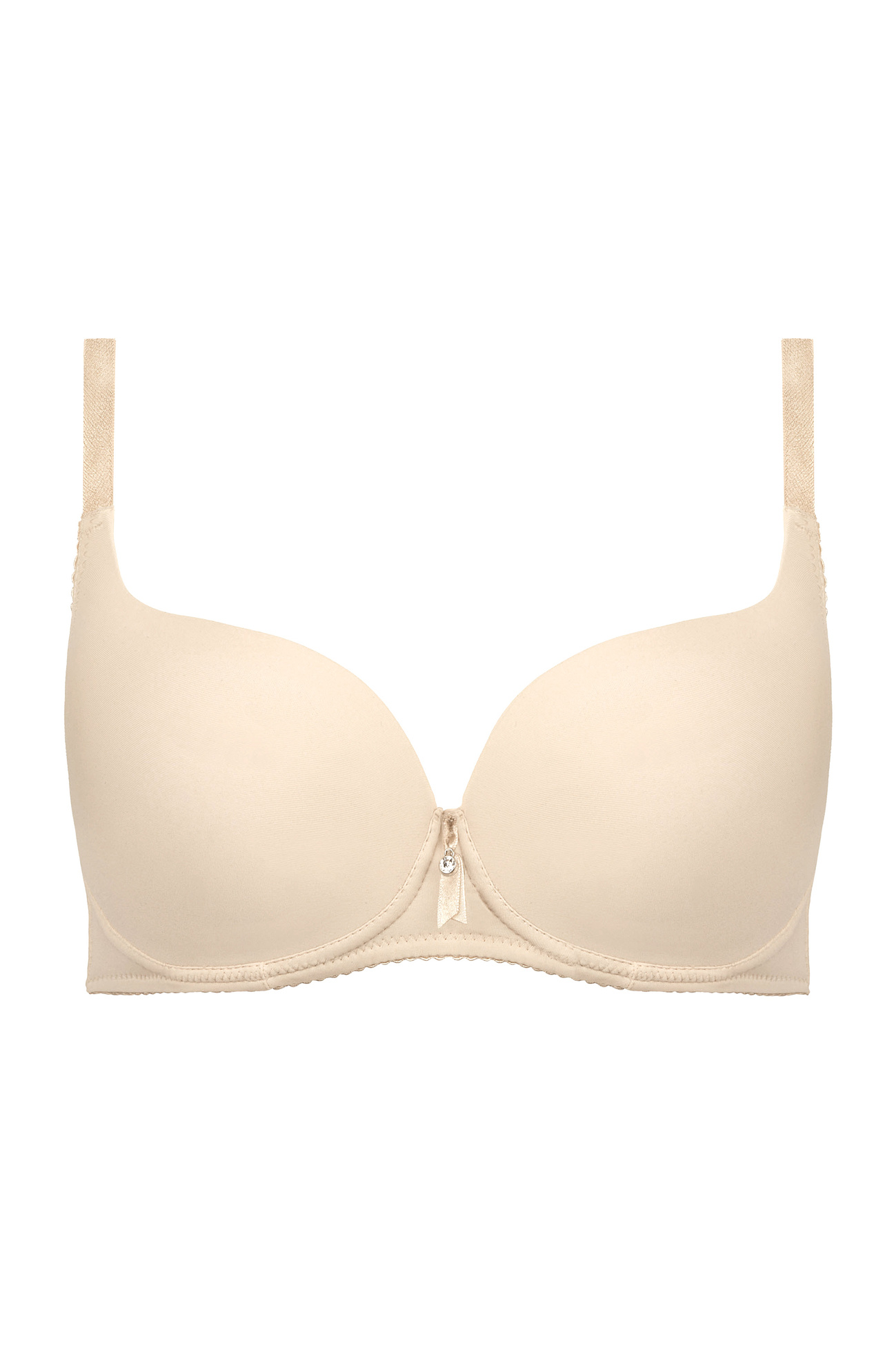 Carla moulded cup push-up bra beige