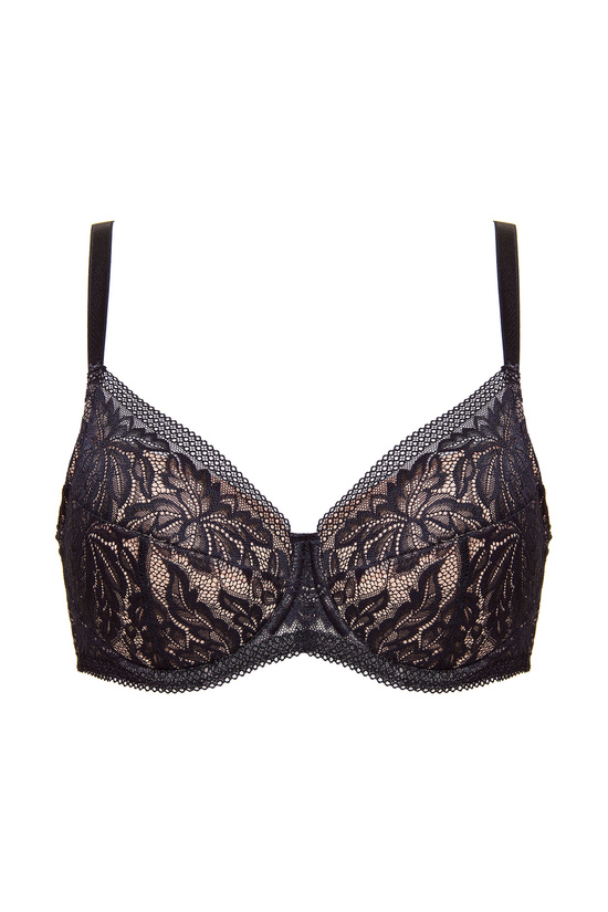 Amber floral lace padded bra black
