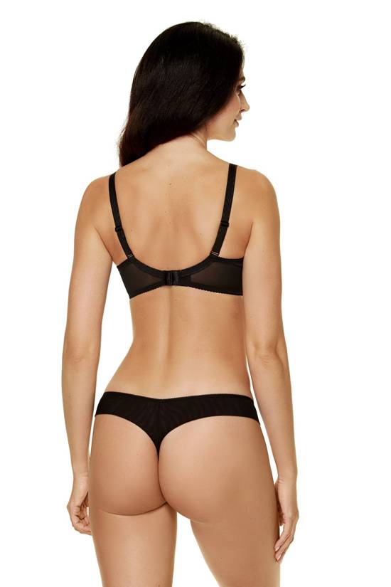 Fiore embroidered thong black