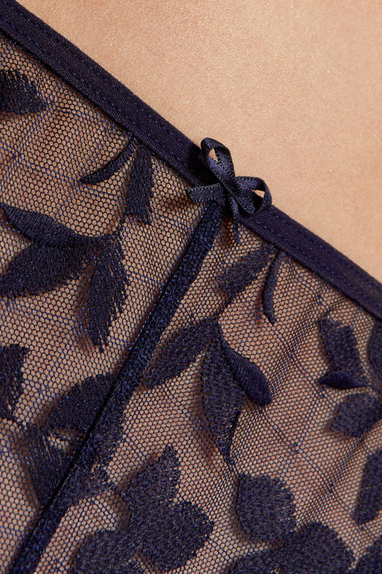 Mona embroidered thong navy