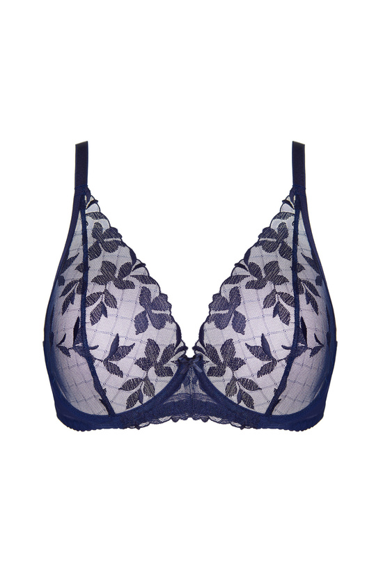 Mona embroidered soft bra navy