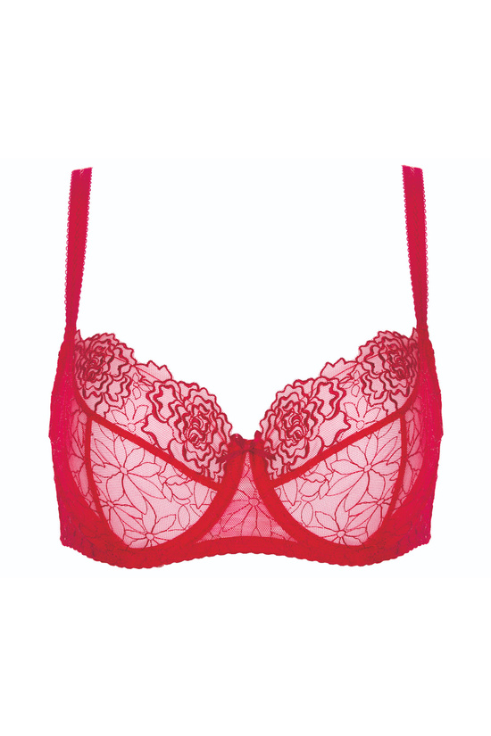 Pamela embroidered soft bra carmine