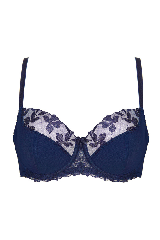 Mona embroidered half padded bra navy