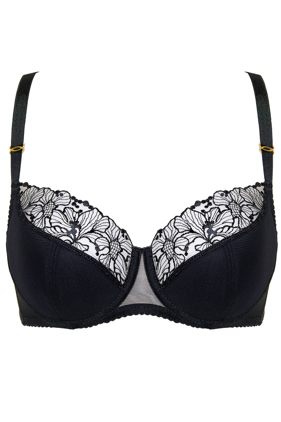 Fleur embroidered half padded bra