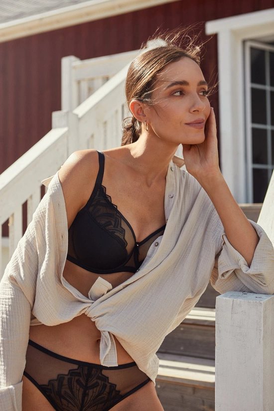 Angel embroidered half padded bra