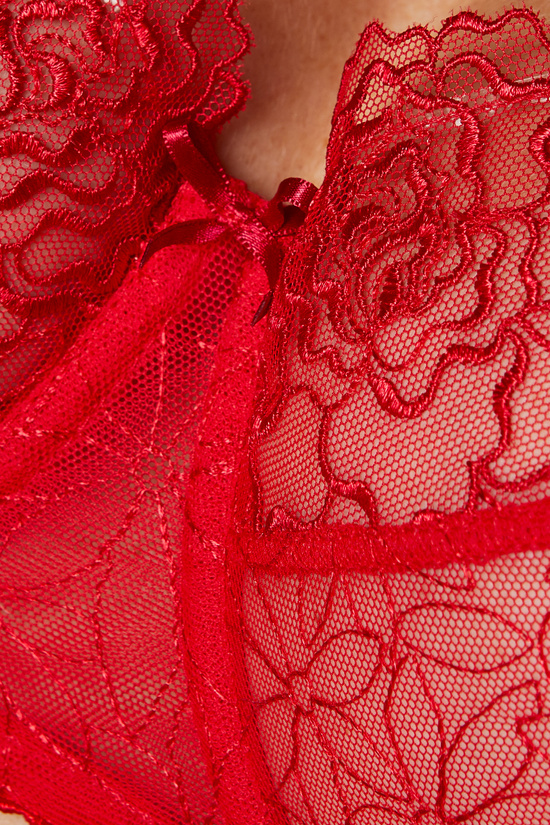 Pamela embroidered soft bra carmine