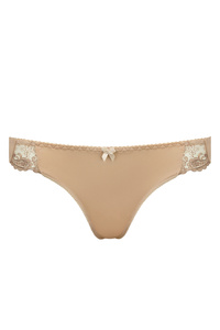 Yvette stringi z haftem beżowe