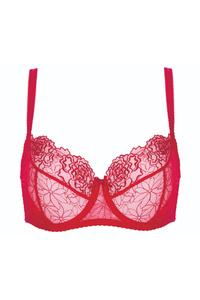Pamela embroidered soft bra carmine