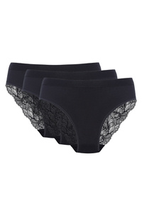 Julia cotton panty with lace back triple pack