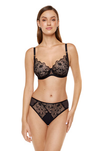 Noire embroidered thong black