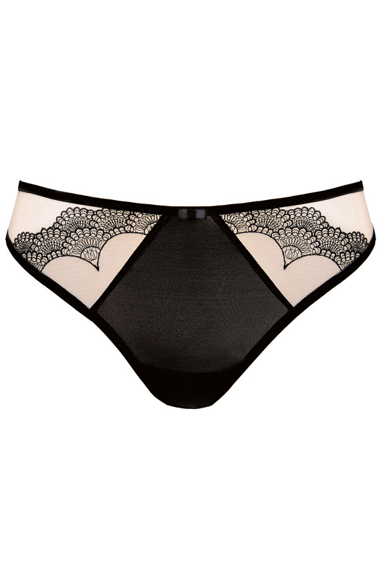 Heidi embroidered thong black