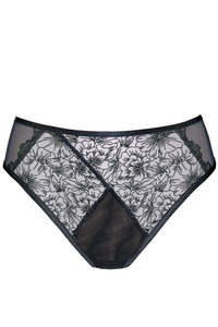 Noire embroidered thong black