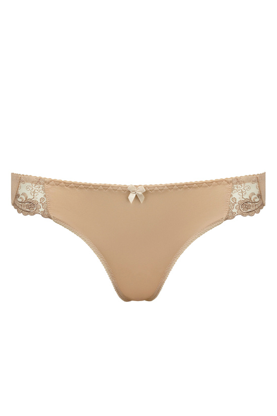 Yvette embroidered thong beige